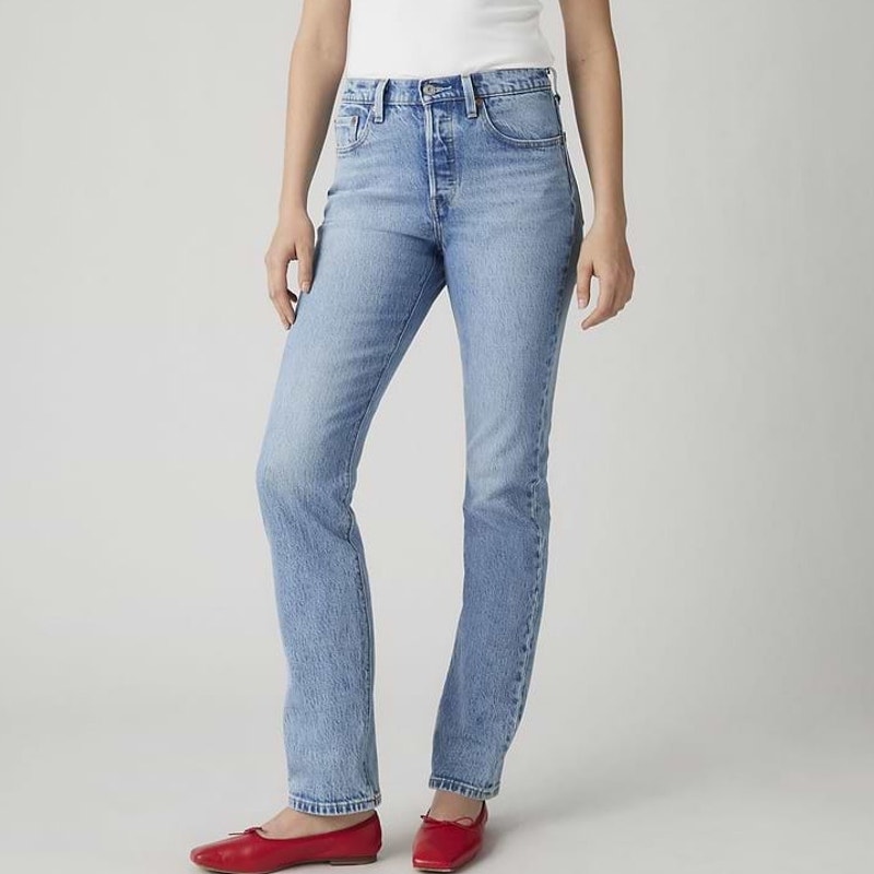Levi's Hollow Days Light Wash 501 Original Fit Cotton Denim Straight Leg Jeans